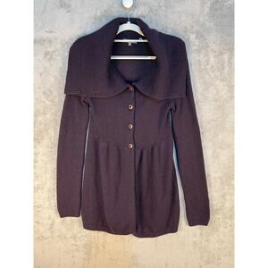 Vince Peplum Cardigan Sweater Medium Purple Lambswool Academia Preppy Twee